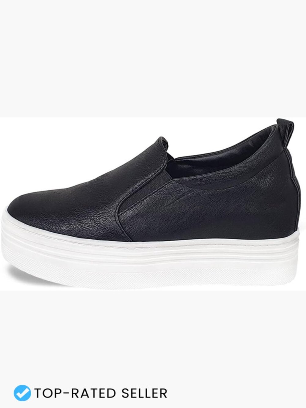 Faux Leather Platform Wedge Sneakers Slip On Comfort Casual Everyday Style